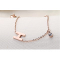 Custom Crystal Rose Gold Letter Alphabet H Initial Bracelet